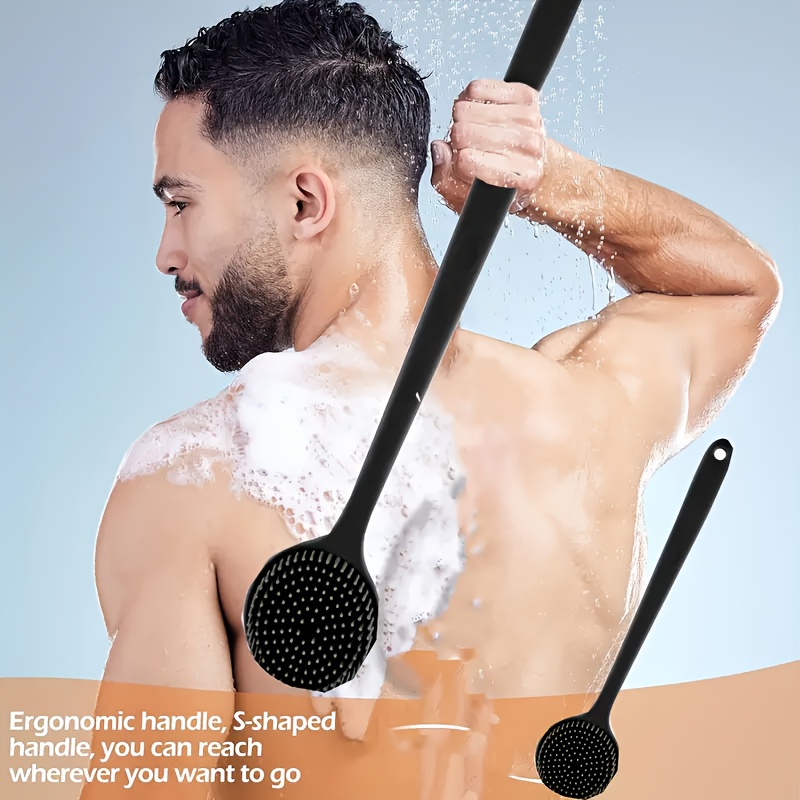TEMU Long -handed Soft Silicone Gel Bath Brush -gentle Back , Deep Cleaning And Skin Care, No Battery