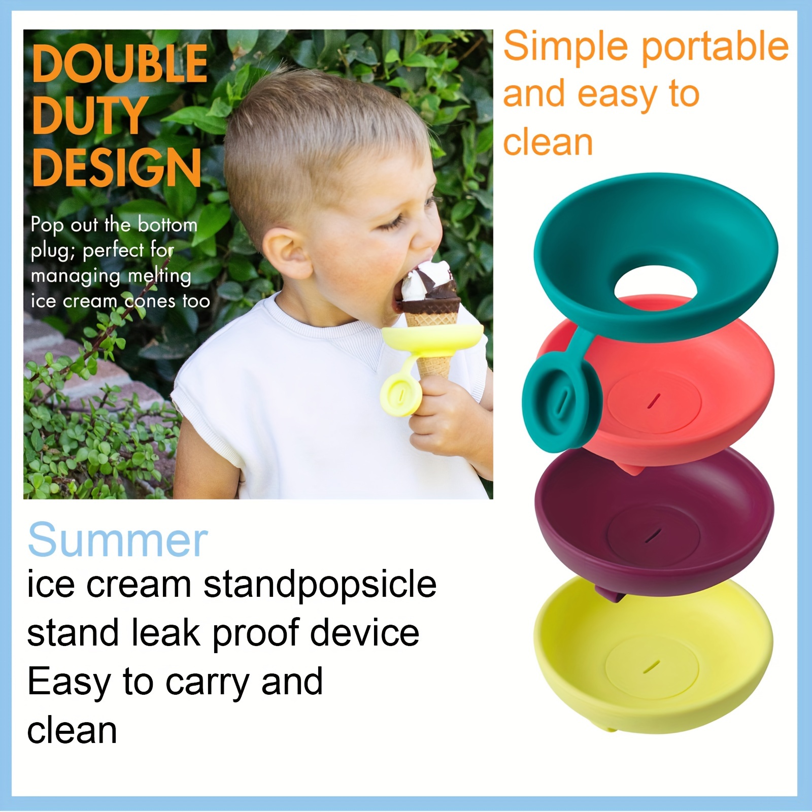 

Silicone Ice Cream Holder 1pc, Summer Popsicle Stand, Anti-leak Ice Cream Cone Support Device, Kids Portable Ice Lolly Mold Tray With Drip Guard