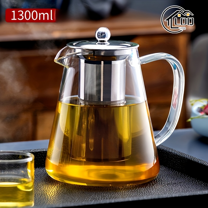 

Ldq 1300ml Floral Glass Teapot With Stainless Steel Infuser - Heat Resistant, Dishwasher Safe, Home Brewing & Enthusiasts