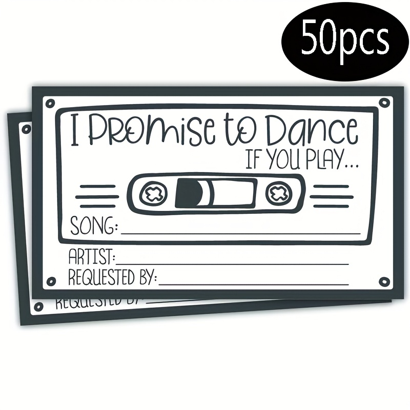 TEMU 50pcs, , Dance Cards, Request Cards - Music Cards