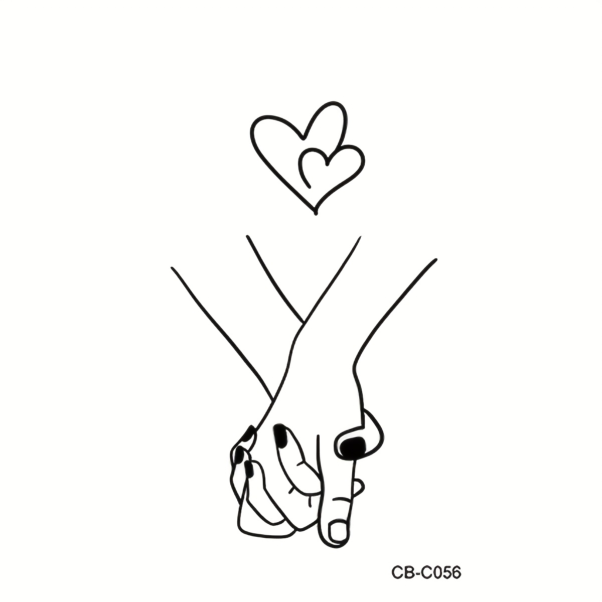 Image of Herbal Juice Semi-permanent Sticker Couple Style Hand-holding Pattern Holiday Gift Tattoo Sticker 7-14 Days Non-fading Non-reflective Arm Wrist Innovative Tattoo Sticker 1pc