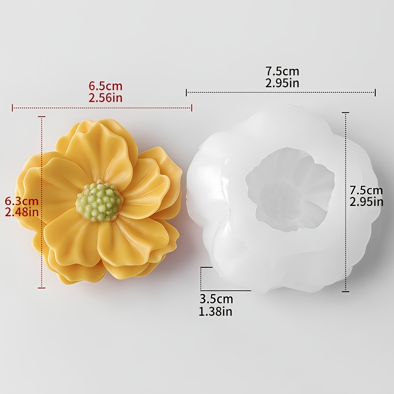 TEMU Stampo in silicone per candele multi-stile Peonia Margherita Chrysanthemum, stampo per fiori in resina, diffusore, ornamenti in gesso e