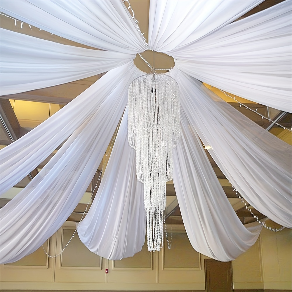 

6 Panels 5ftx10ft White Ceiling Drapes For Weddings Wedding Arch Draping Fabric Chiffon Curtain For Party Ceremony Stage Wedding Decoration