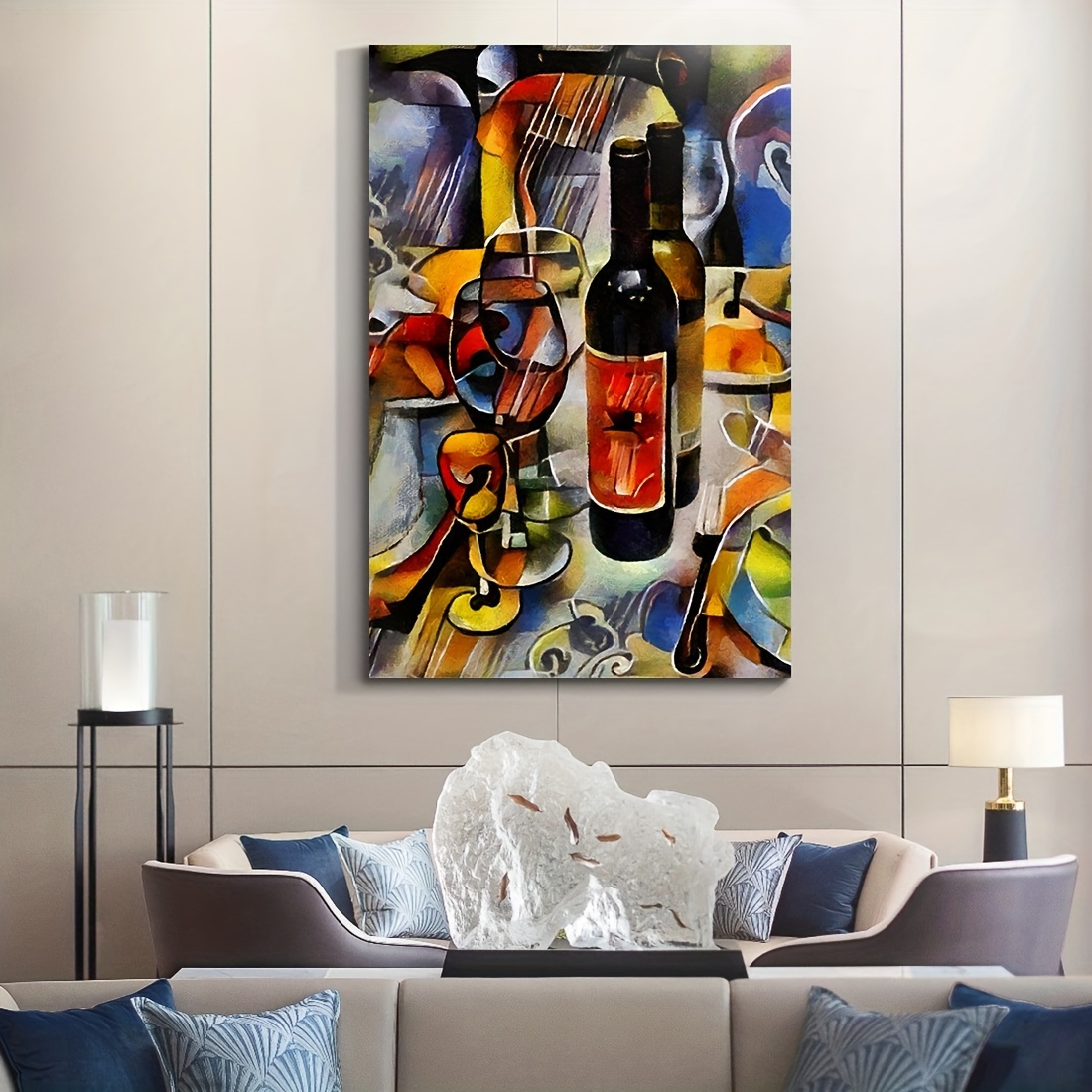 framed canvas wall art decor abstract style painting wine details 4