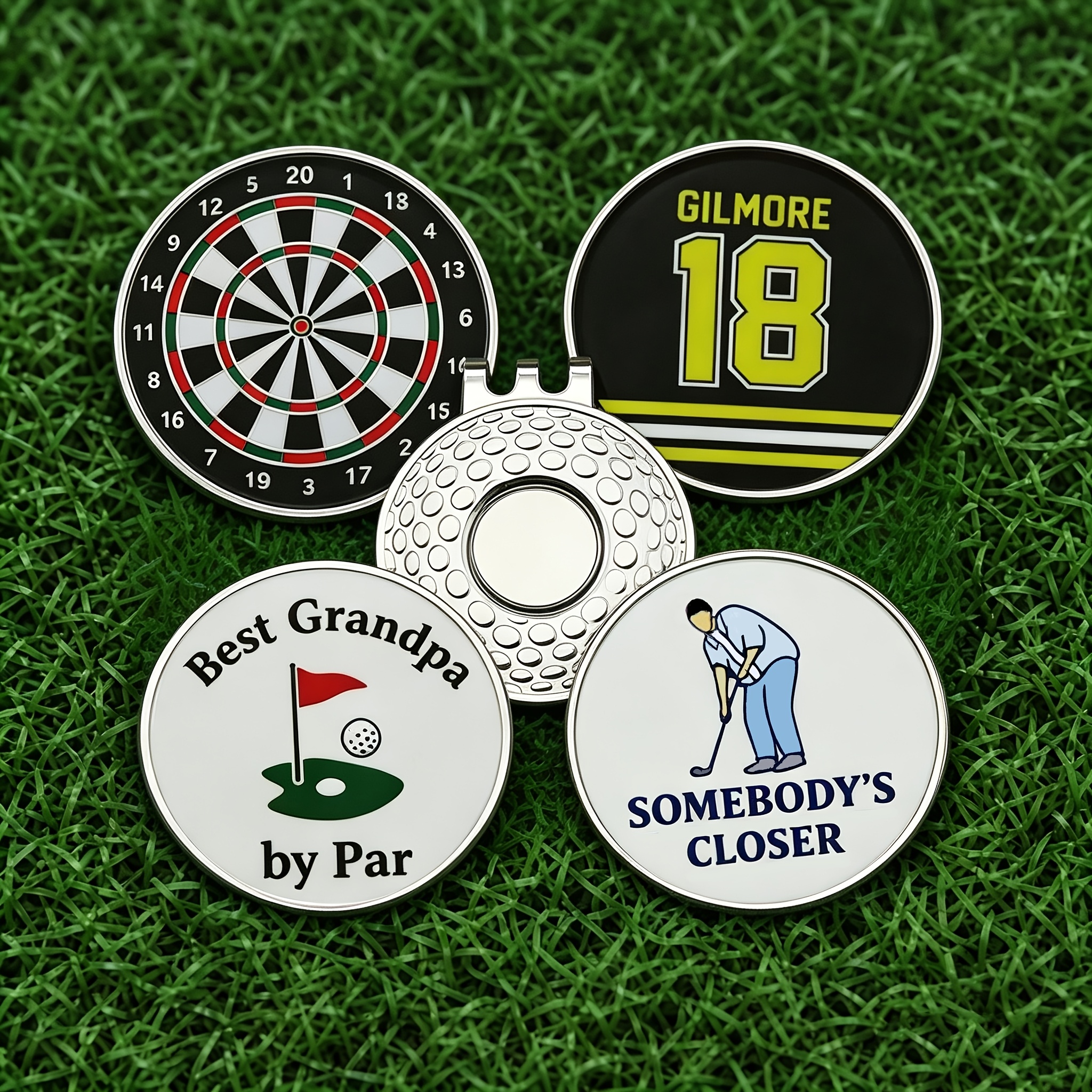TEMU 4pcs Golf Ball Marker Set With Magnetic Hat Clip - Humorous " In" And Poker Themed Golf Additions - Durable Metal Marker Set For Golfers -
