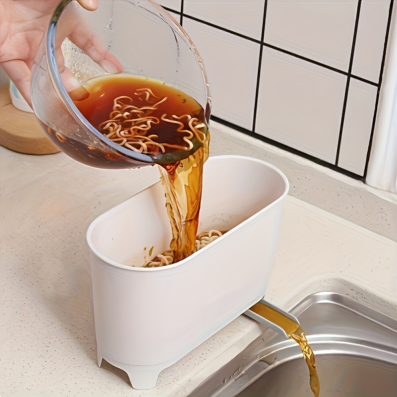 

1pc Multifunctional Kitchen Sink Waste Bin With Drip Tray – Plastic Home Organizer For Food Residue And Soup Straining, Non-electric Manual Trash Can With Unique Design Features