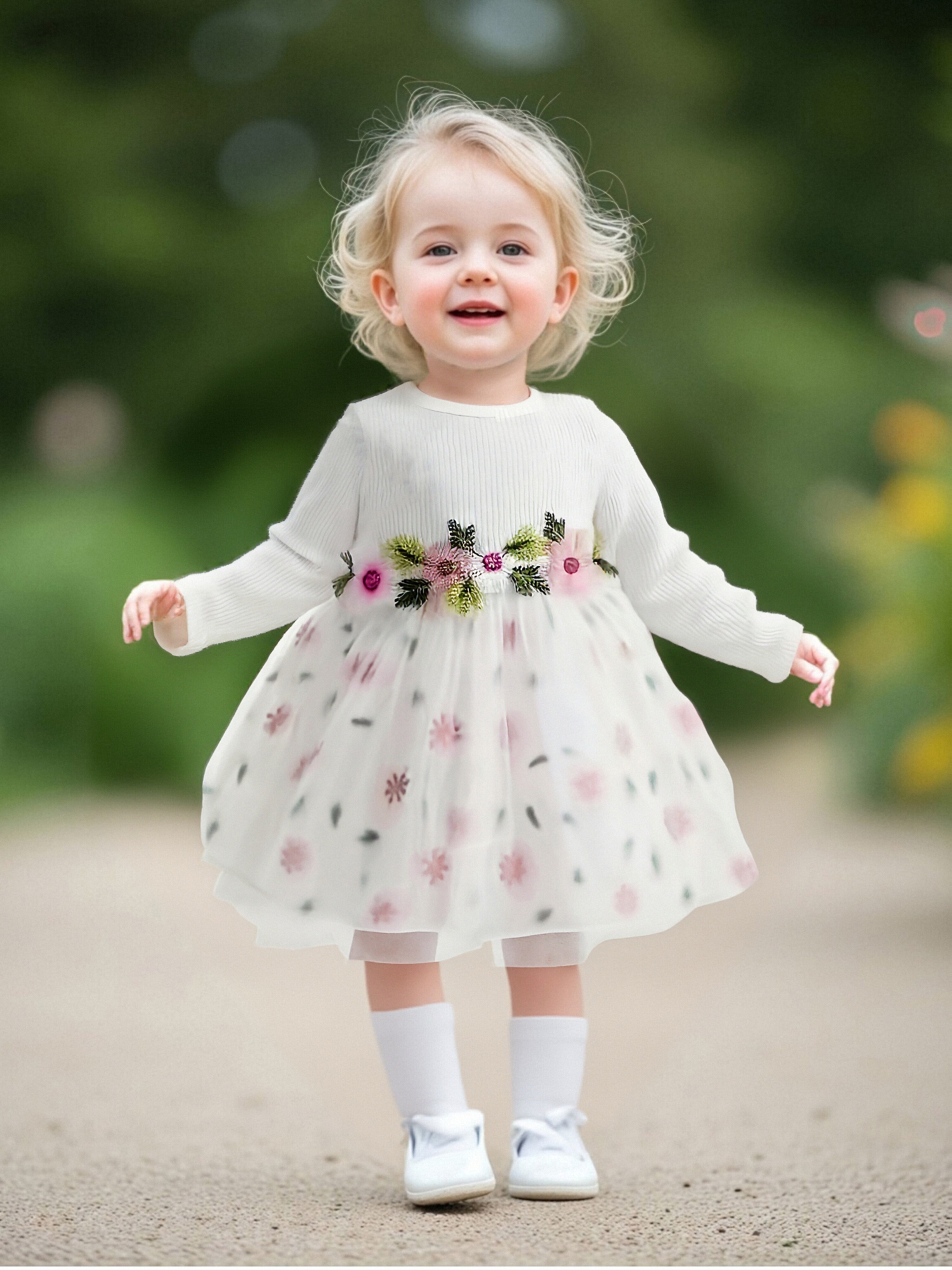 knee length dresses for ladies Long Sleeve Embroidered Dress main image 0