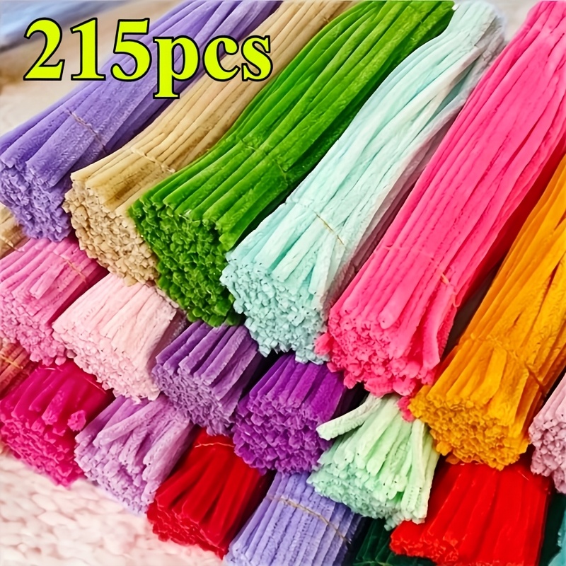 TEMU 215pcs Colorful Pipe Cleaners 30cm/12 Inch Thickened Chenille Stems, Flexible Twist Sticks For Diy Dragon Doll Making, Art Crafts, Party Holiday