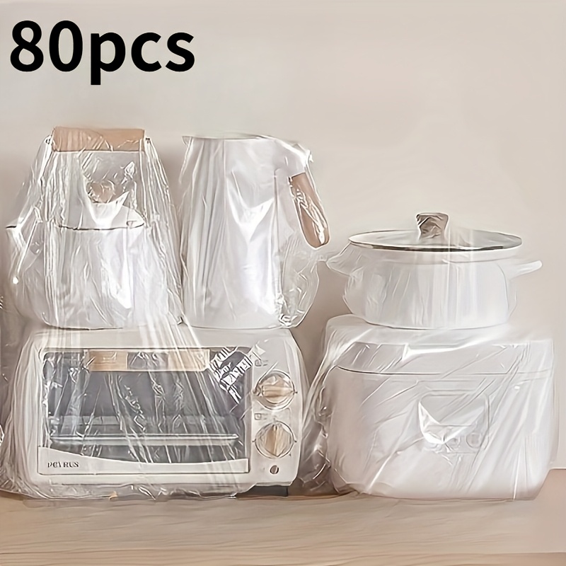 TEMU Lot de 80 housses -poussière jetables extra-épaisses et extra-larges en plastique PP durable avec bordure élastique, adaptées au stockage des