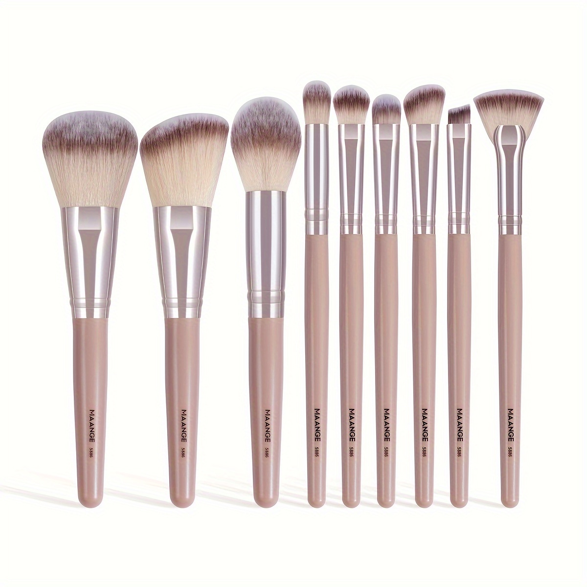 Image of Maange 9/10/11/12pcs Professional Makeup Brush Kit, Powder Brush, Blush Brush, Detail Brush, Eye Shadow Brush, Face Friendly Makeup Tools, Carrying Set, Christmas Gift Set, Basic Makeup Tool