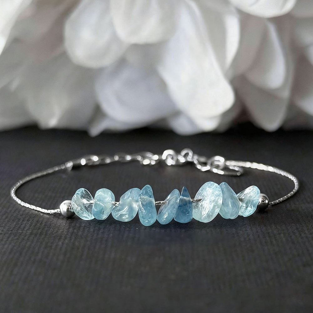 2pcs Aquamarine Gravel Jewelry Set for Calmness
