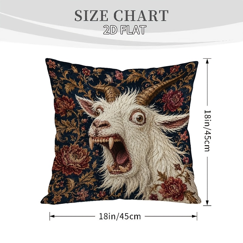 TEMU 1pc, Goat Hug Pillowcase, Vintage Decoration, Goat Cry , 2d Flat Printing, 2d Flat