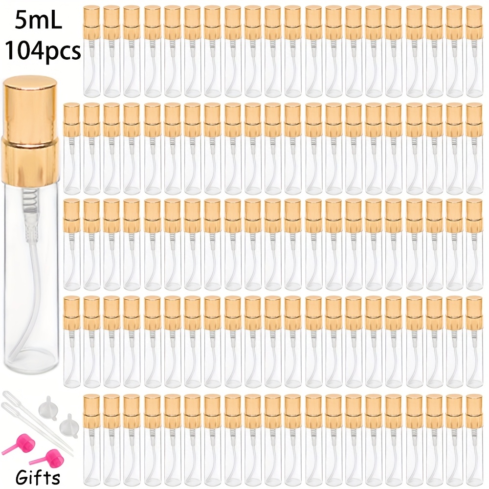 TEMU Wholesale Pack Of 104pcs, Golden/silvery/black Aluminum Spray Bottles, Available In 2ml/3ml/5ml/10ml, Glass Perfume Bottles, Portable, Essential