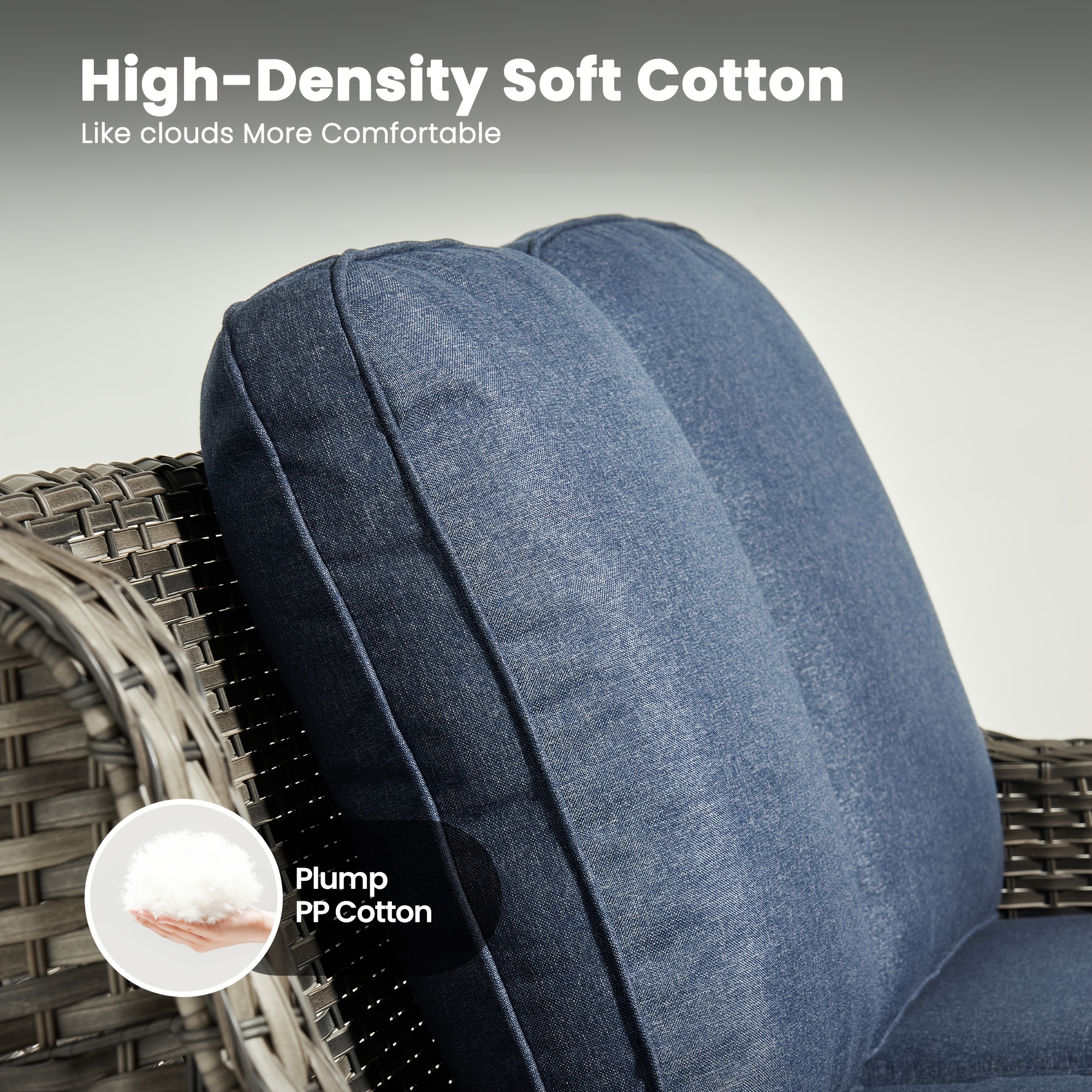 6pcs Outdoor Patio Furniture Set with Swivel Rocking Chairs, High Back Outdoor Sectional Sofa Sets with Side Table - Handwoven Rattan Outside Seating Sofa, Weather-Resistant Couch for Garden/Deck/Backyard/Decor