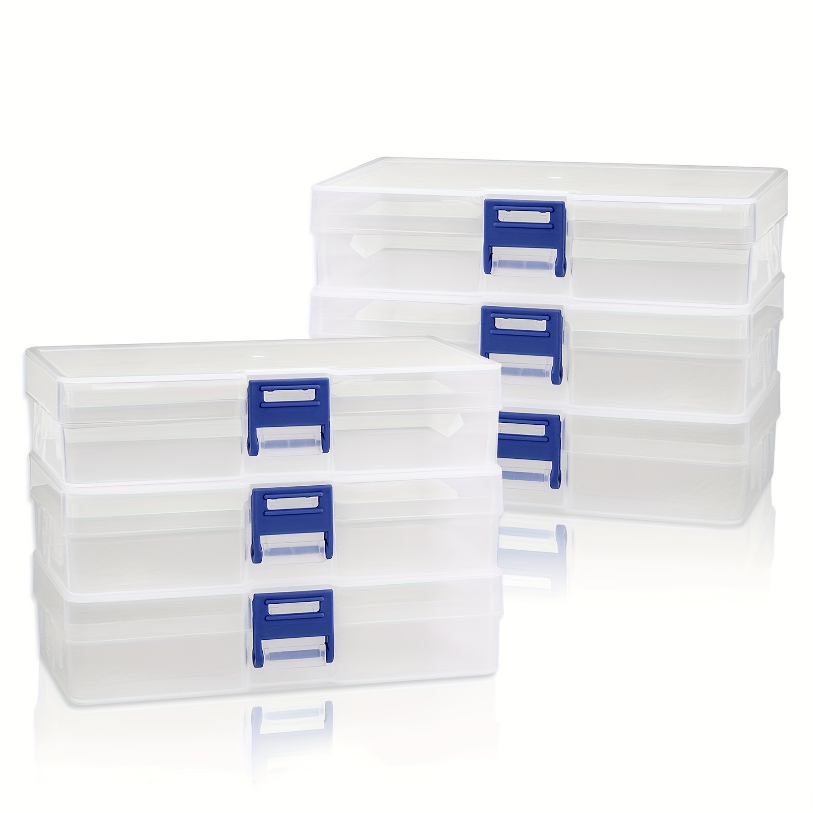 Transparent Plastic Storage Boxes Blue Snap Closure Flip - Temu Canada