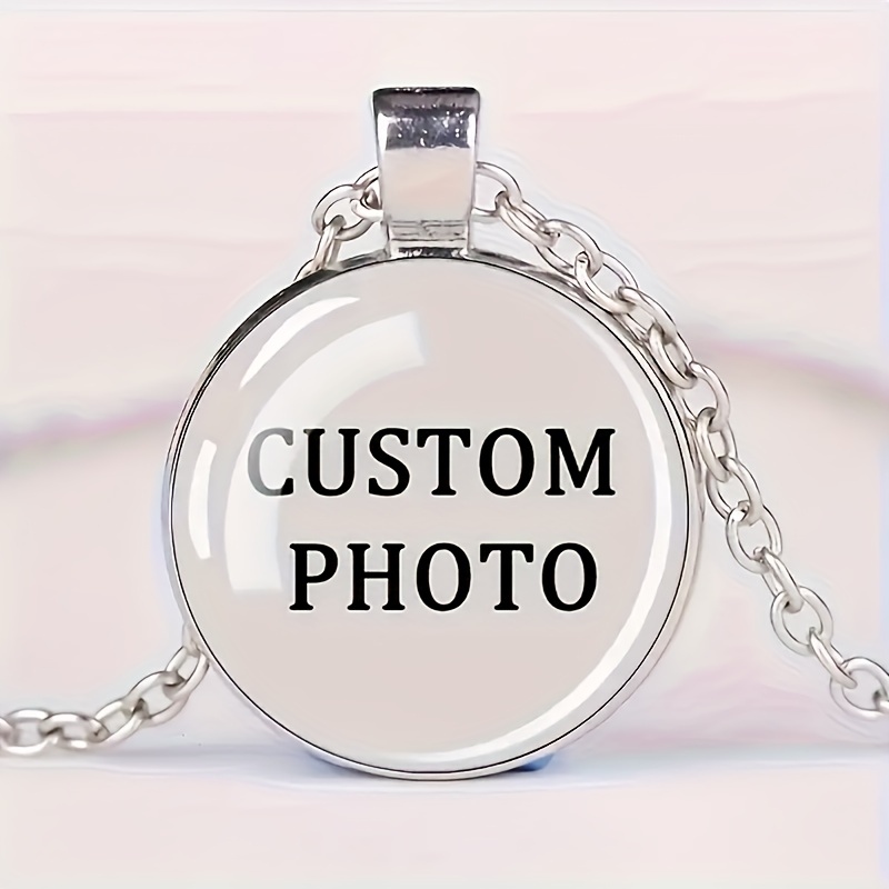 TEMU Picture Customization Retro Time Gem Glass Alloy Pendant Necklace Customized With Pictures Of Family, Pets, Etc. Fashion Gift Necklace For Daily Wear