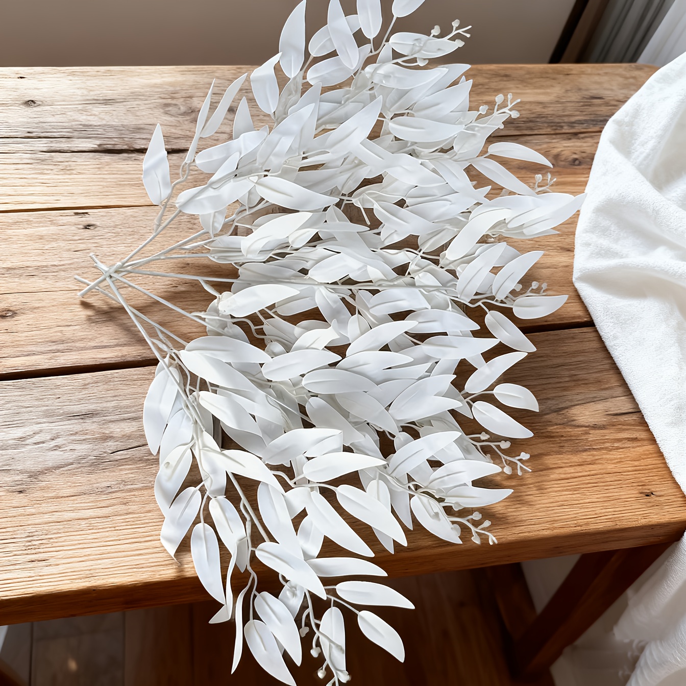 8pcs Artificial Willow Leaves Branches, 17inch Artificial Leaf, Suitable For Wedding |home Decoration|perfect Vase Filler|no Maintenance| Photo Props |flower Additions