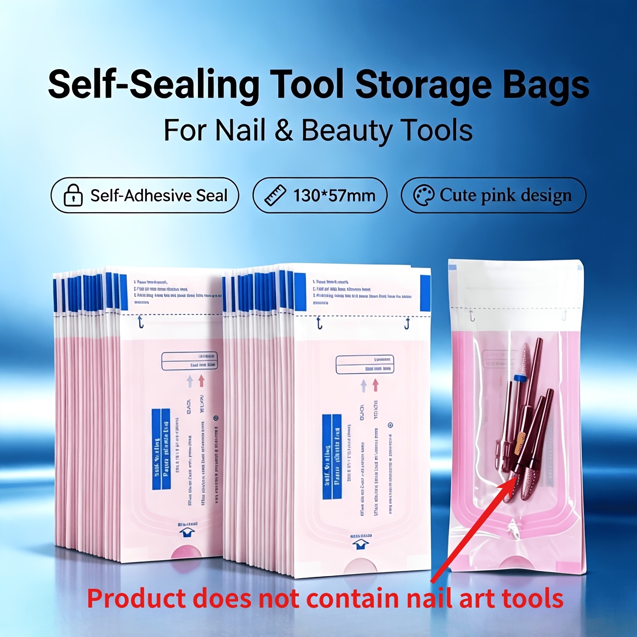 TEMU 120pcs Pack Pink/blue Disposable Self-sealing Hairdressing & Makeup Tool Storage Bags Suitable For Barbershops, Beauty Salons, Single-use