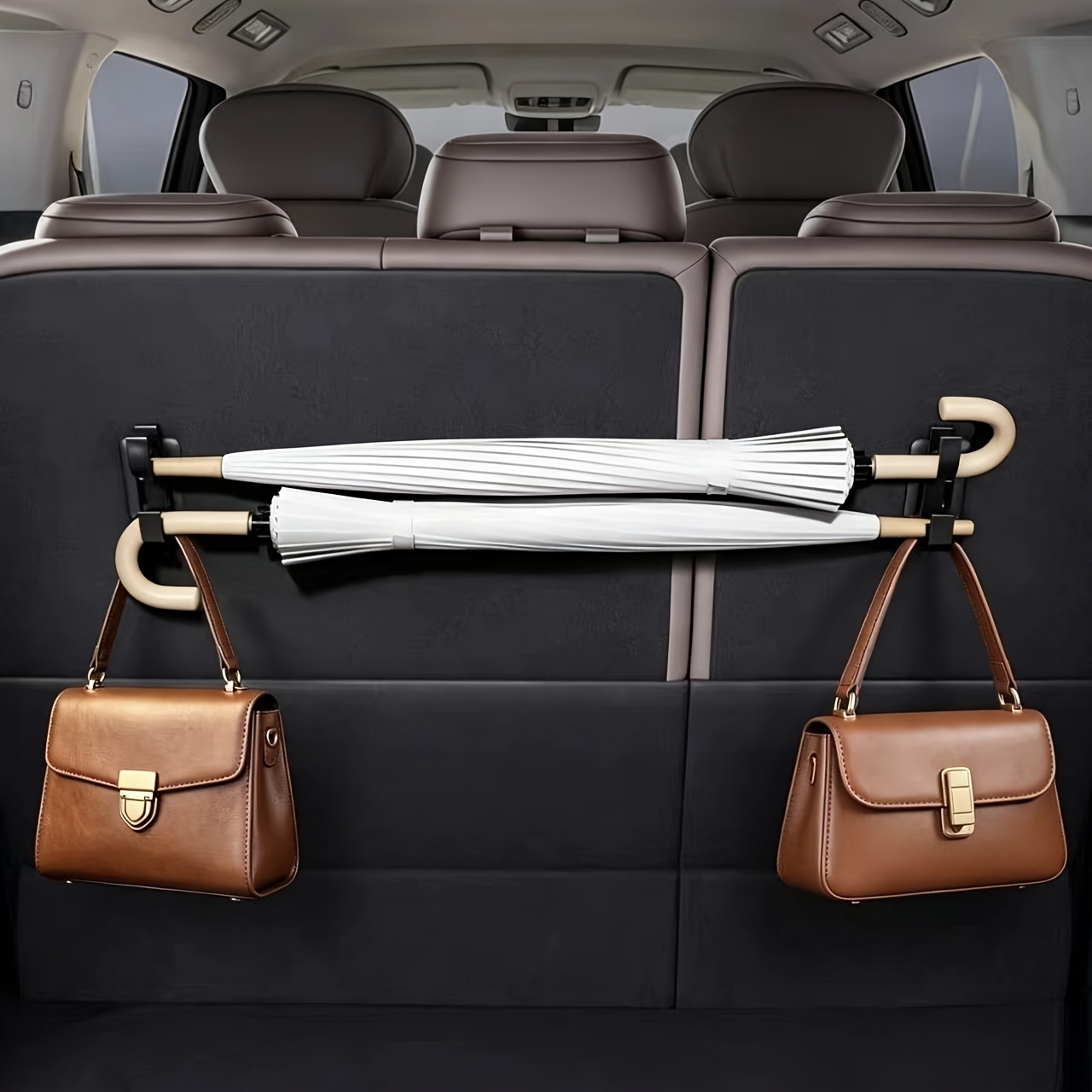 TEMU 2 Car Umbrella Hooks, Universal Trunk Hanger, Suitable For Umbrellas, Towels, Fishing Rods, Camping Gear Storage, No Drilling Required, Stable
