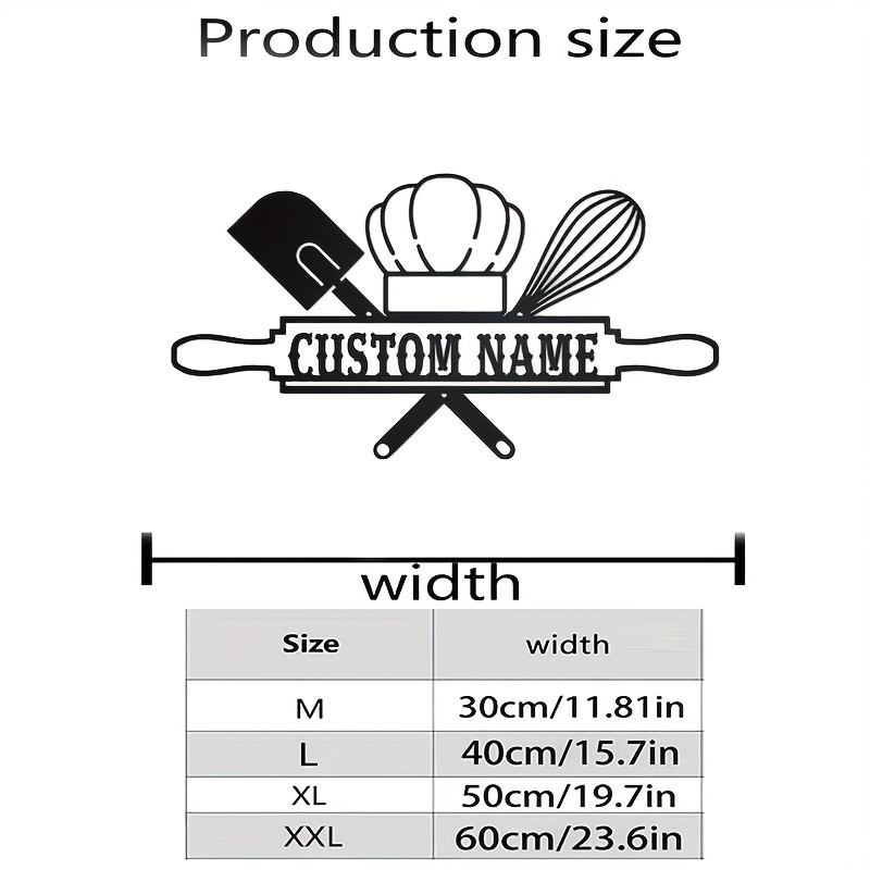 TEMU Custom Baking Wall Art - Personalized Chef Name Sign, Black Silhouette Design With Shovel And Yeast Basket, Perfect For Home Bakers Kitchen