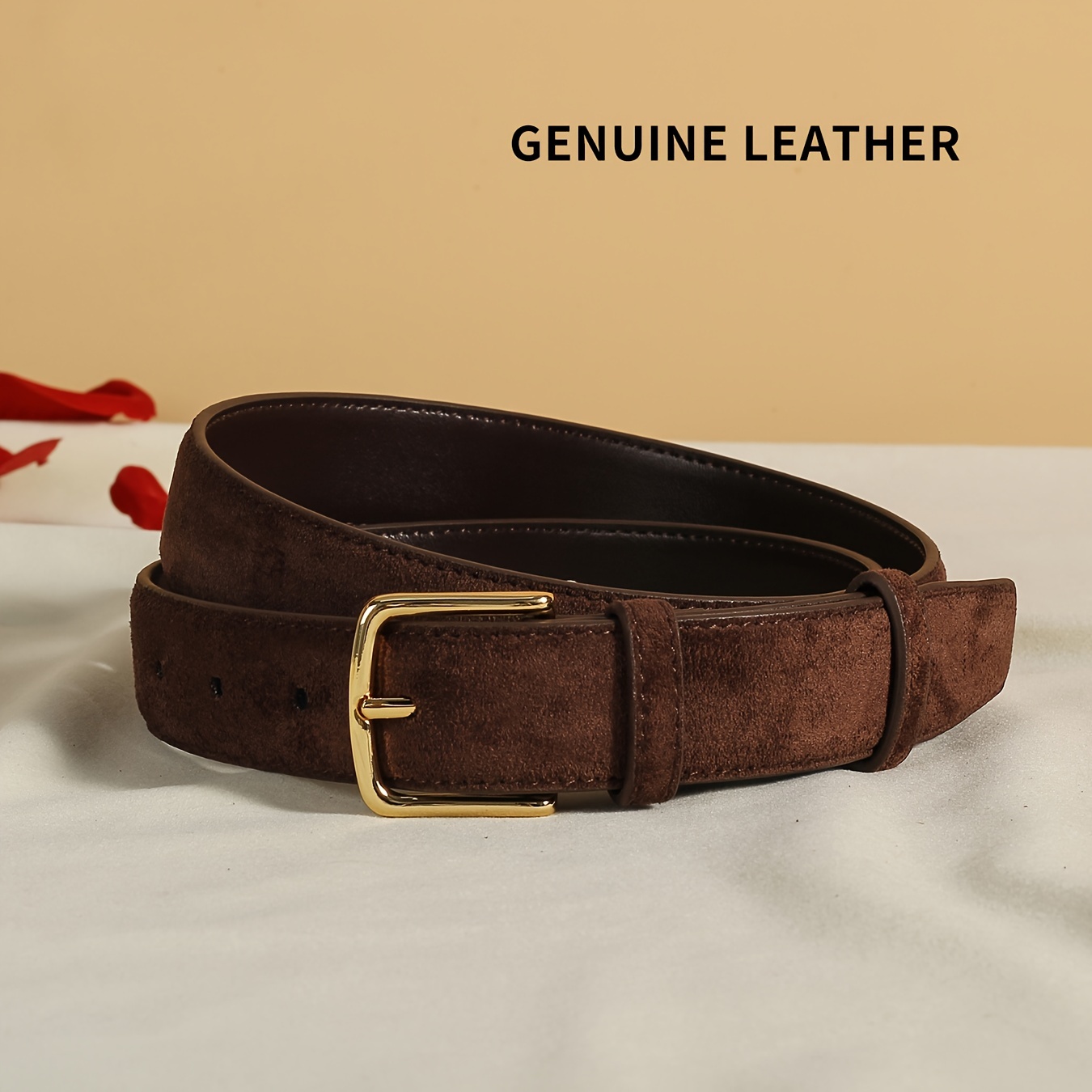 E-shop Damen Vintage Doppel-Lagen Wildleder Gürtel Lässig Elegante Jeans Hosen Kleid Mantel mit Exquisiter Geschenkbox (Bitte Größenverfügbarkeit vor