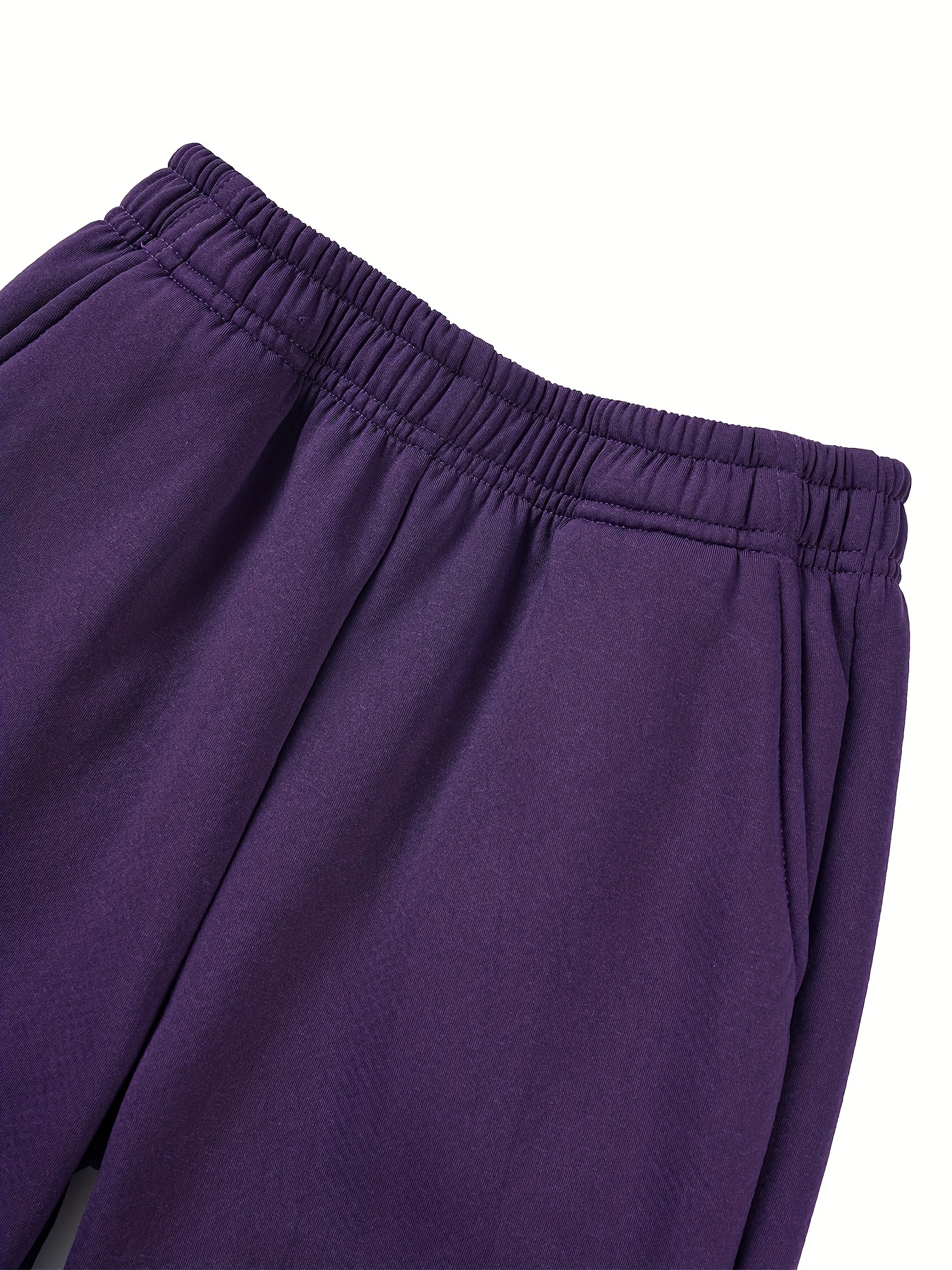 Girls' 4pcs Solid Color Cuffed Jogger Pants Set