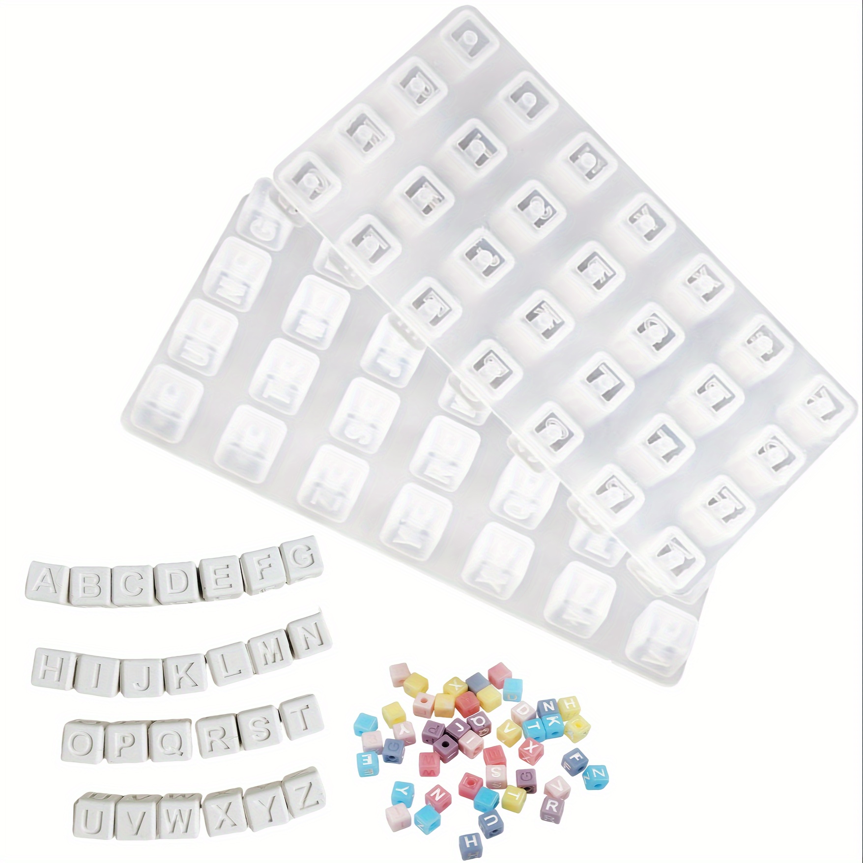 

26 Alphabet Beads Silicone Resin Casting Molds Set - Diy Letter Resin Molds For Personalized Decor, Handmade Keepsakes, And Gifts, Material: Silicone, Item Shape: Square