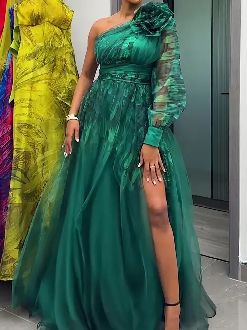 emerald green gown - elegant off-shoulder formal dress with lantern sleeves and hem, vintage style for women, fall parties and formal events - women's clothing - Temu emerald green gown - elegant off-shoulder formal dress with lantern sleeves and hem, vintage style for women, fall parties and formal events - women's clothing - Temu