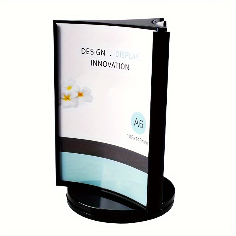 

A6 Acrylic Rotating Display Stand - 3-sided, Black & White Options For Advertising, Menus, And Promotions