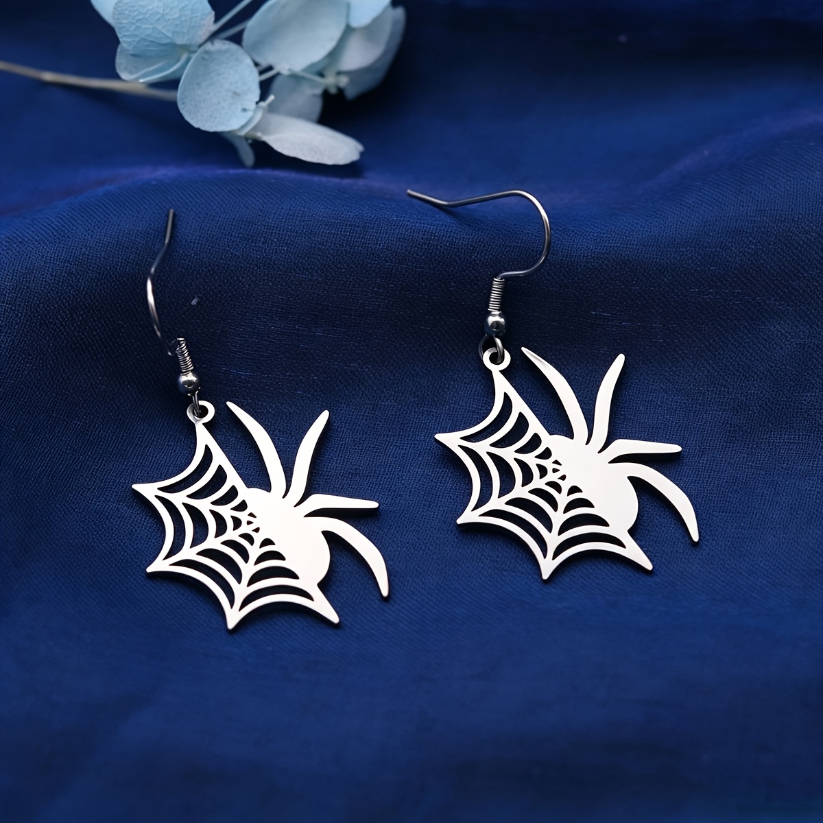 Women's Spider Web Drop Earrings, Gothic Retro Design