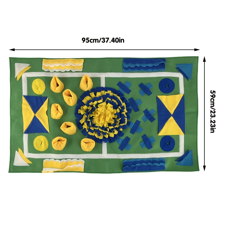 Image of 1pc Football Field Shaped Pet Snuffle Mat, Durable Polyester Dog Training Sniffing Pad, Slow Feeder For Feeding Fun, Ideal , Camping & Training, Dog Food, Dog Toy