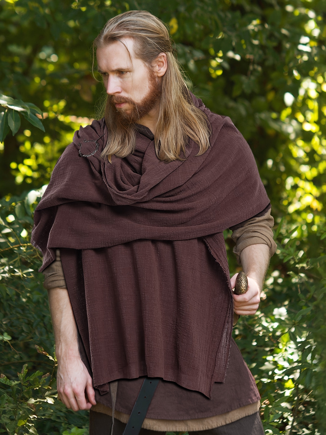 Medieval Hooded Cloak Shaman Shawl Post Apocalyptic Wrap Scarf Cowl  Hood Cape Viking Renaissance Costume
