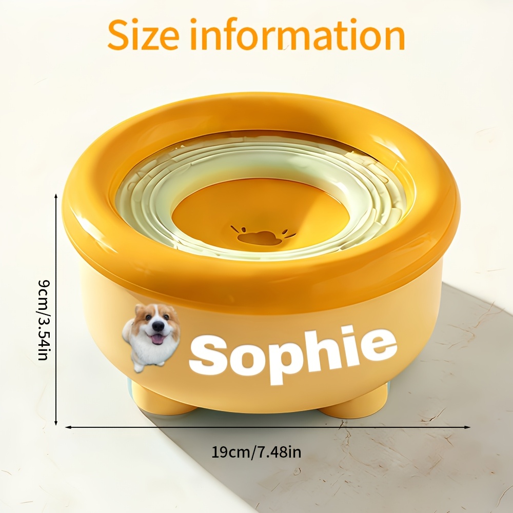 Personalized Custom Pet Water Bowl with Name and Photo, Engraved Design