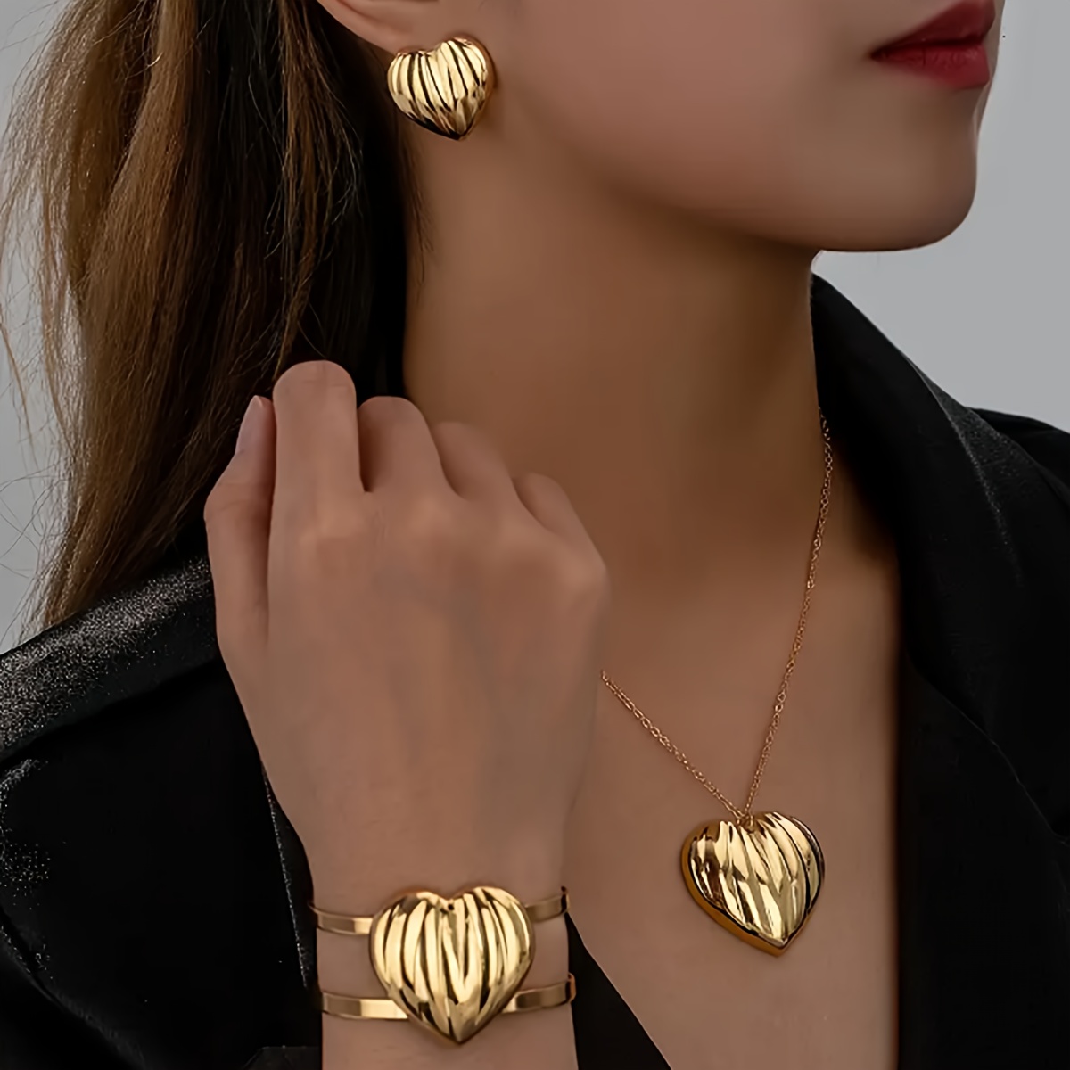 

4pcs Jewelry Set, 14k Iron, -shaped Pendant Necklace, Bracelet, And For Women, For And Gifting