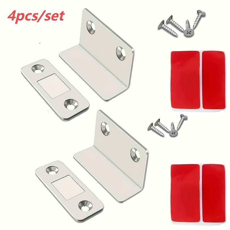 Image of 4pcs/set Alloy Magnetic Door Latches - Invisible Strong , Installation, Seamless Release - Cabinets, Wardrobes, Sliding Doors - Home Improvement Hardware, , Compact, Efficient Design - Black/silvery