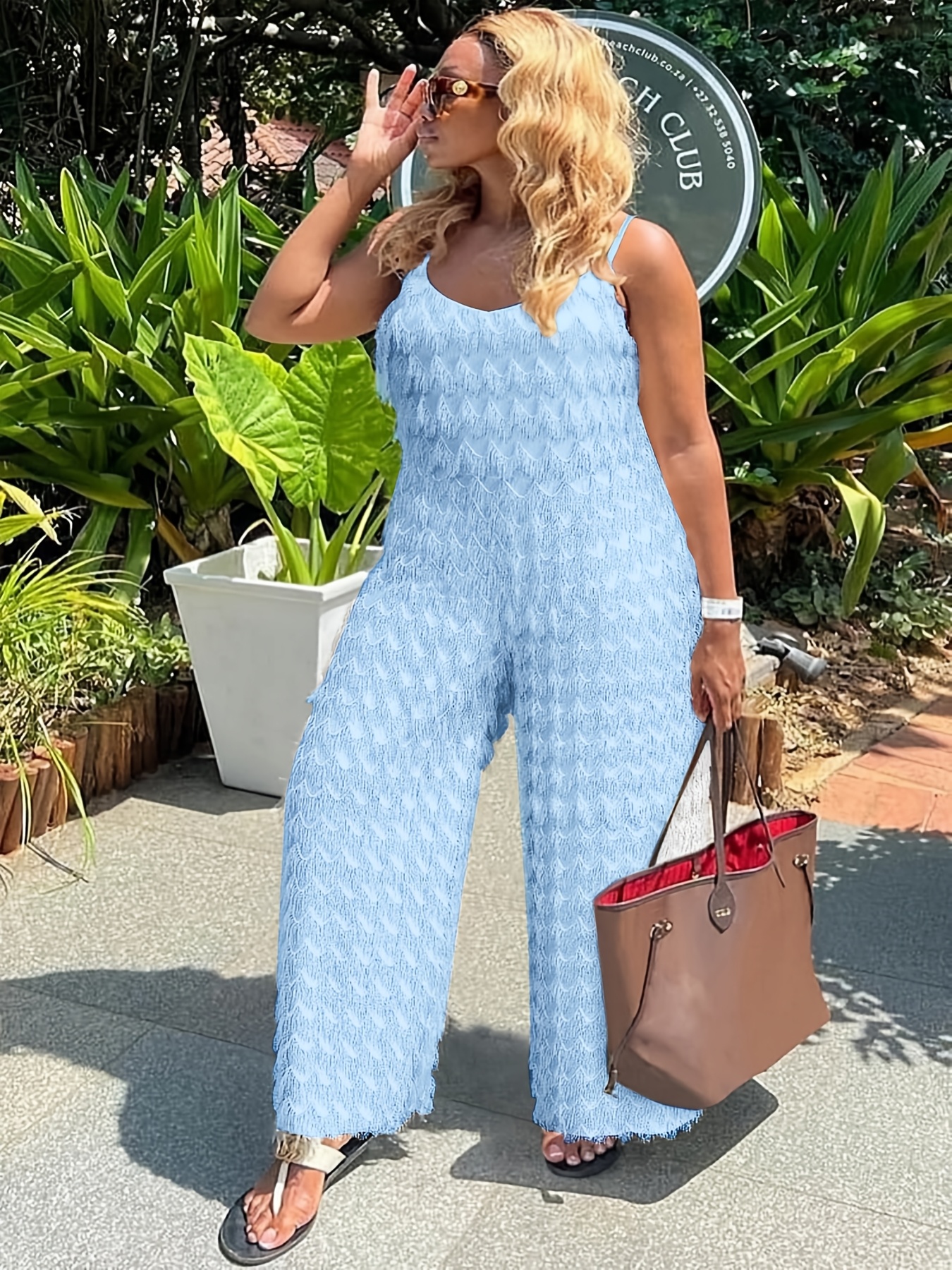 Plus Size, Plus Size Fashion Jumpsuit Women's Oversized Elegant Wide Strap  Bodysuit