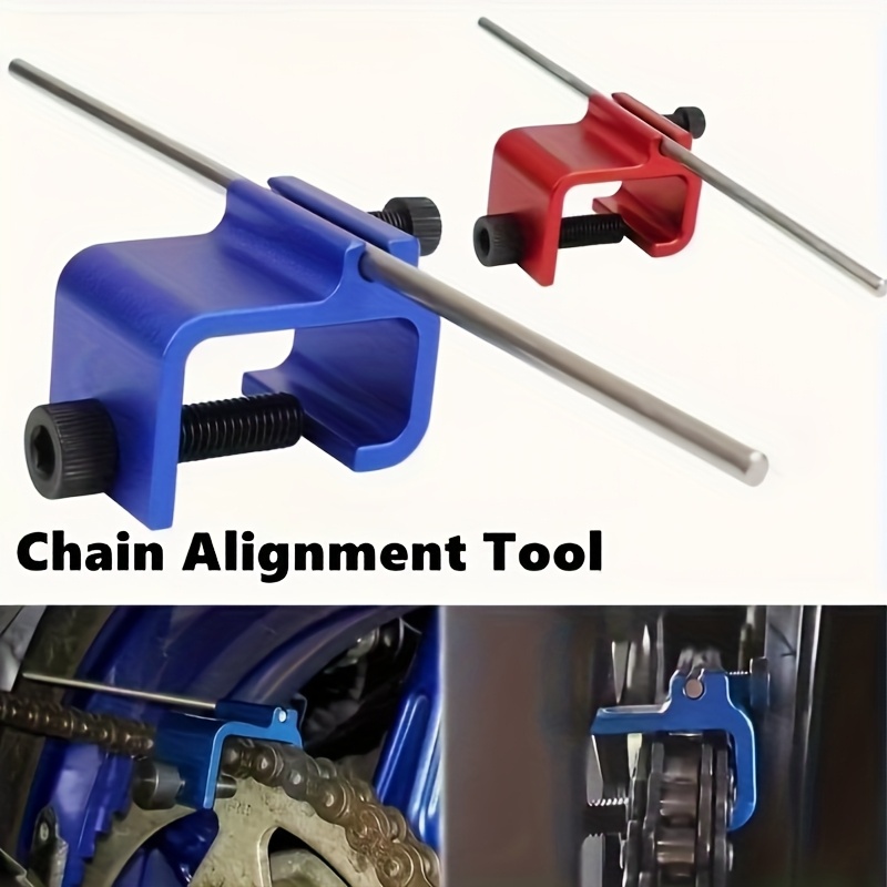 Tbest Outil D'Alignement De Chaîne Moto Haute Précision - Alliage Aluminium CNC Universel Pour Moto ATV (Noir/Rouge)