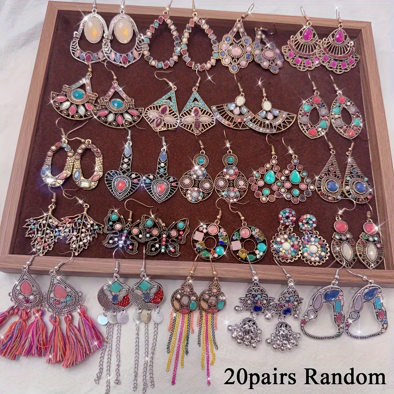 

20 Pairs Of Classic Bohemian Vintage Drop Earrings Turquoise Copper Earrings Set For Women Wedding Friends Jewelry Gifts