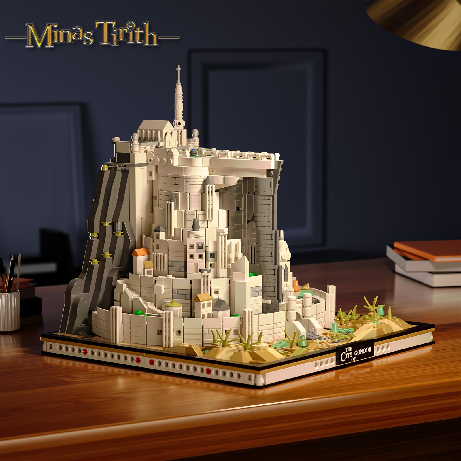 the   tirith wooden castle   in   of   is part of the high difficulty adult series and serves as a table decoration gift with 1680pcs