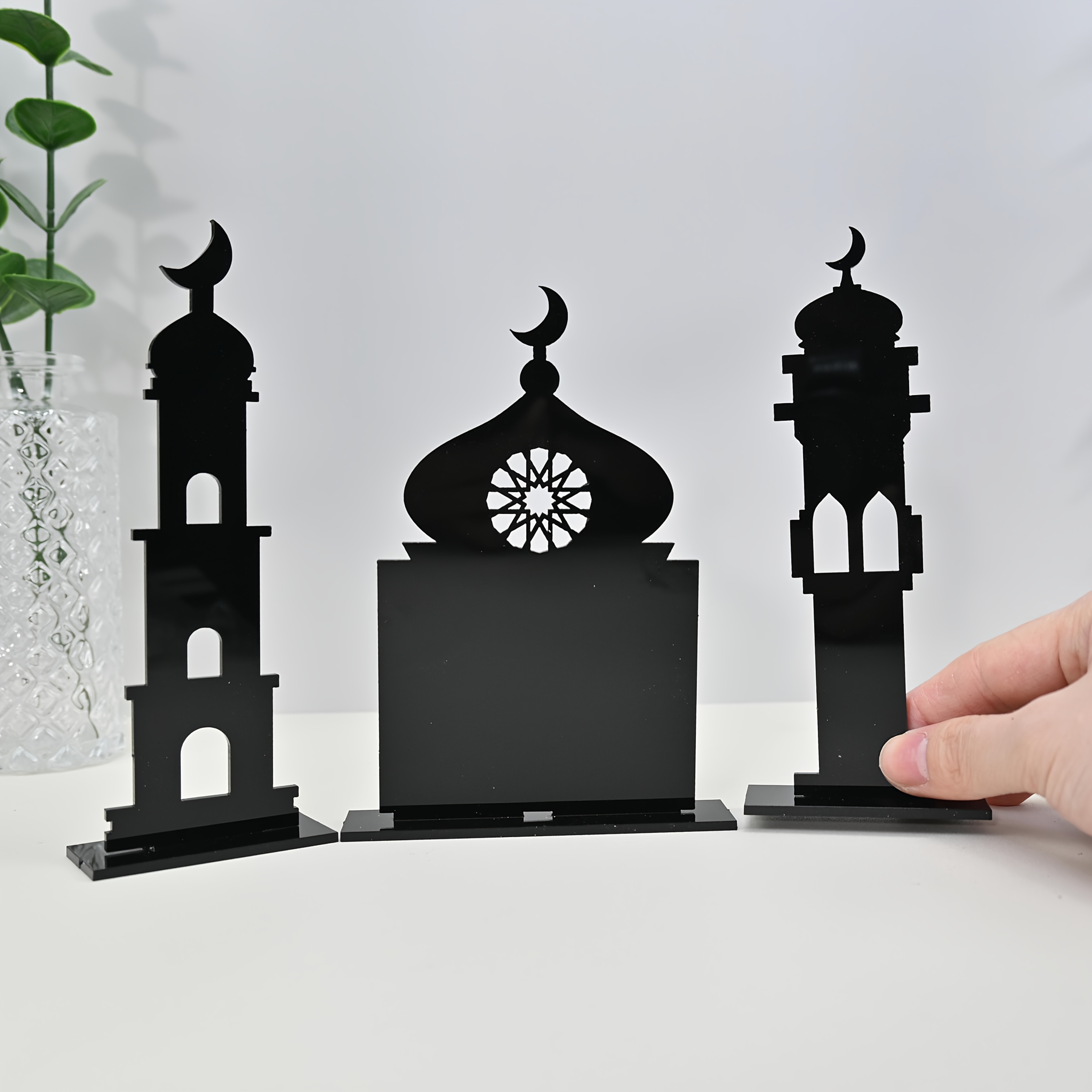 

3pcs Acrylic Moon - Shaped Tabletop Display Sets For Ramadan & Eid Al - Fitr - & Home Decor For In Middle And Arab