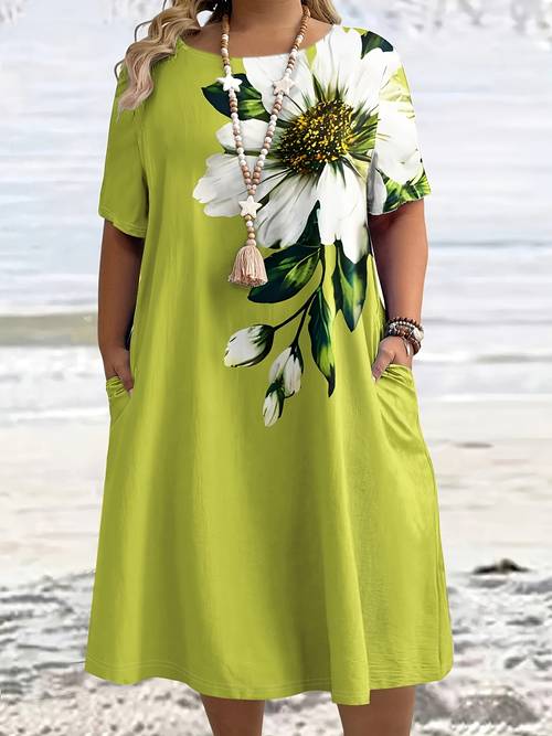 plus size plus size summer new plus size womens easy floral pattern all dress suitable for casual and chic