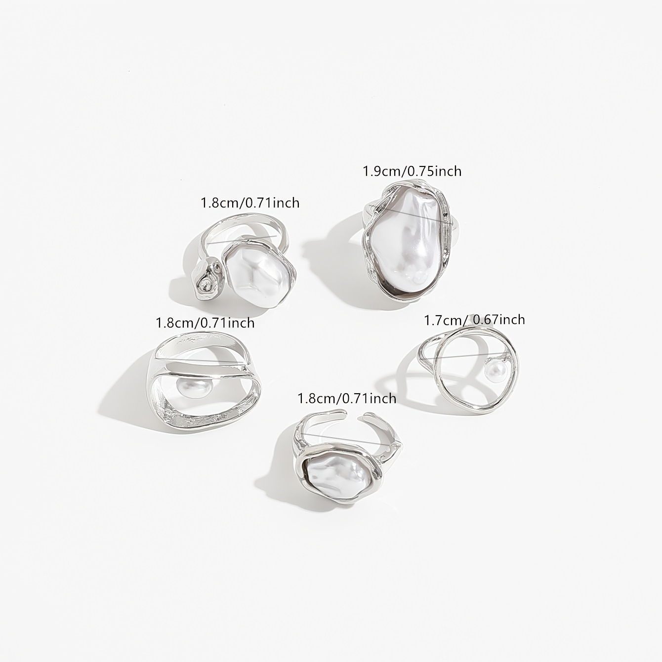5pcs Vintage Imitation Pearl Inlaid Ring Set