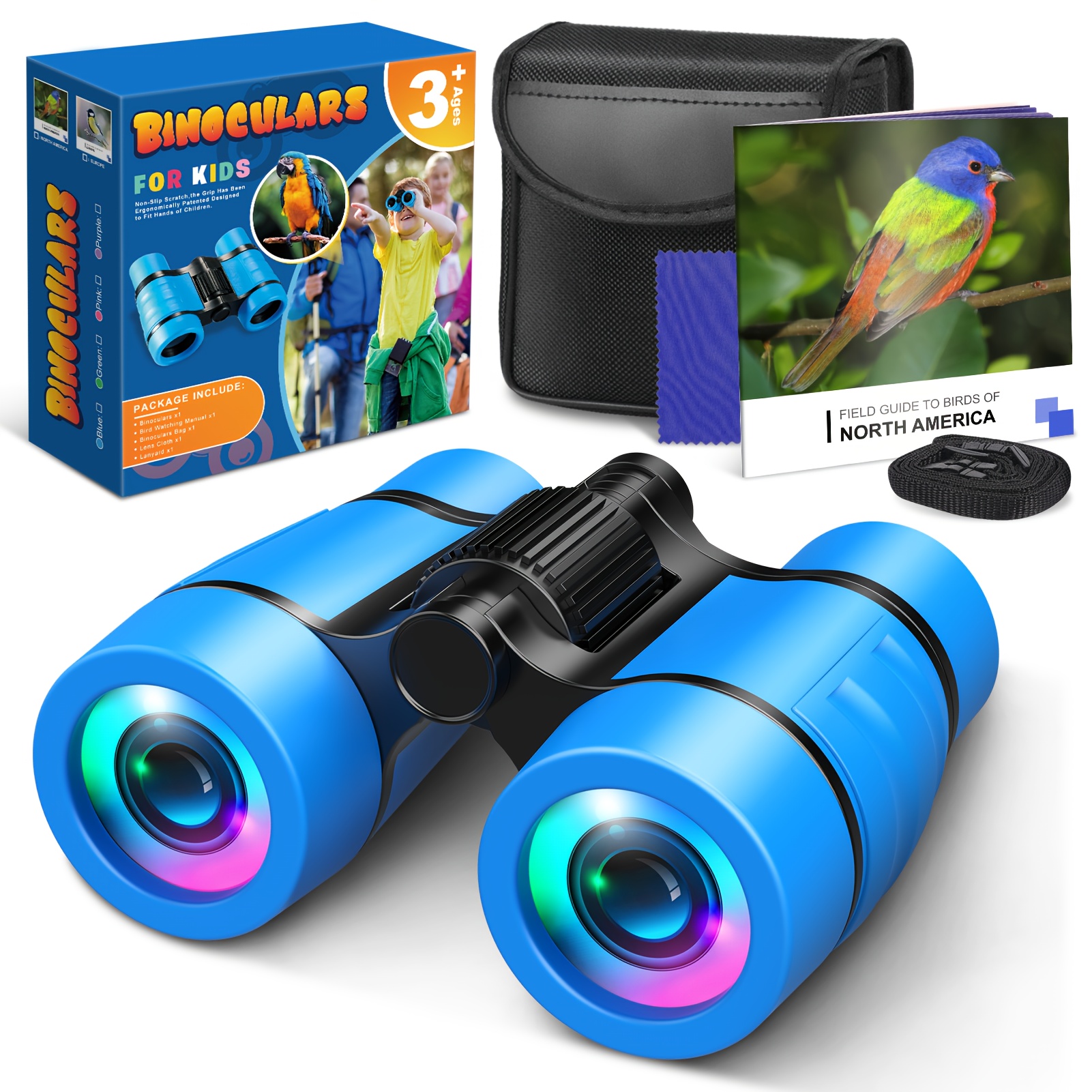 TEMU 2pcs Binoculars Set For Kids Suitable For Bird Watching, Camping, Traveling, Outdoor Games, Kids Telescopes For 3-12 Years Boys And Girls,