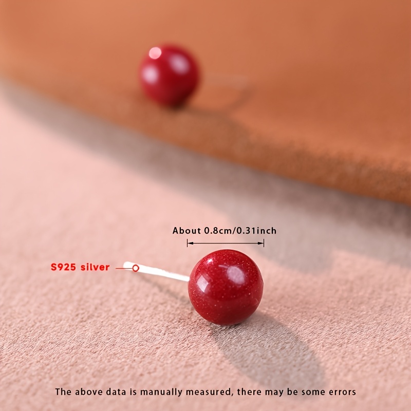 TEMU Confezione regalo, regalo perfetta, un di orecchini in cinabro, orecchini a da donna, S925 / orecchini a in cinabro ad contenuto di ca. 8 mm, un