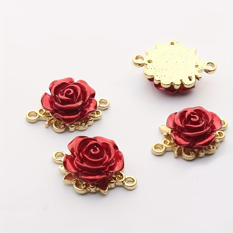 8pcs Realistic Resin Rose Flower Charms for DIY Jewellery Making