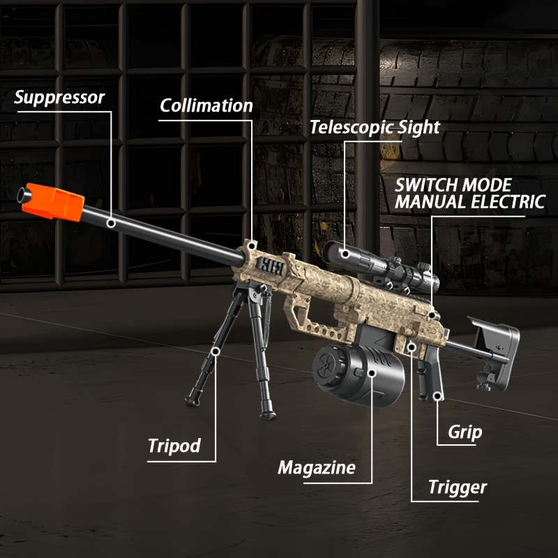 M200 Sniper Gun Electric Gel Jet Ball [7.4V High Speed Continuous Shooting Upgrade G Highly Assembled Toy Manual/automatic Dual Mode Drive Hand Automatic Semi-automatic Full Bullet Firing