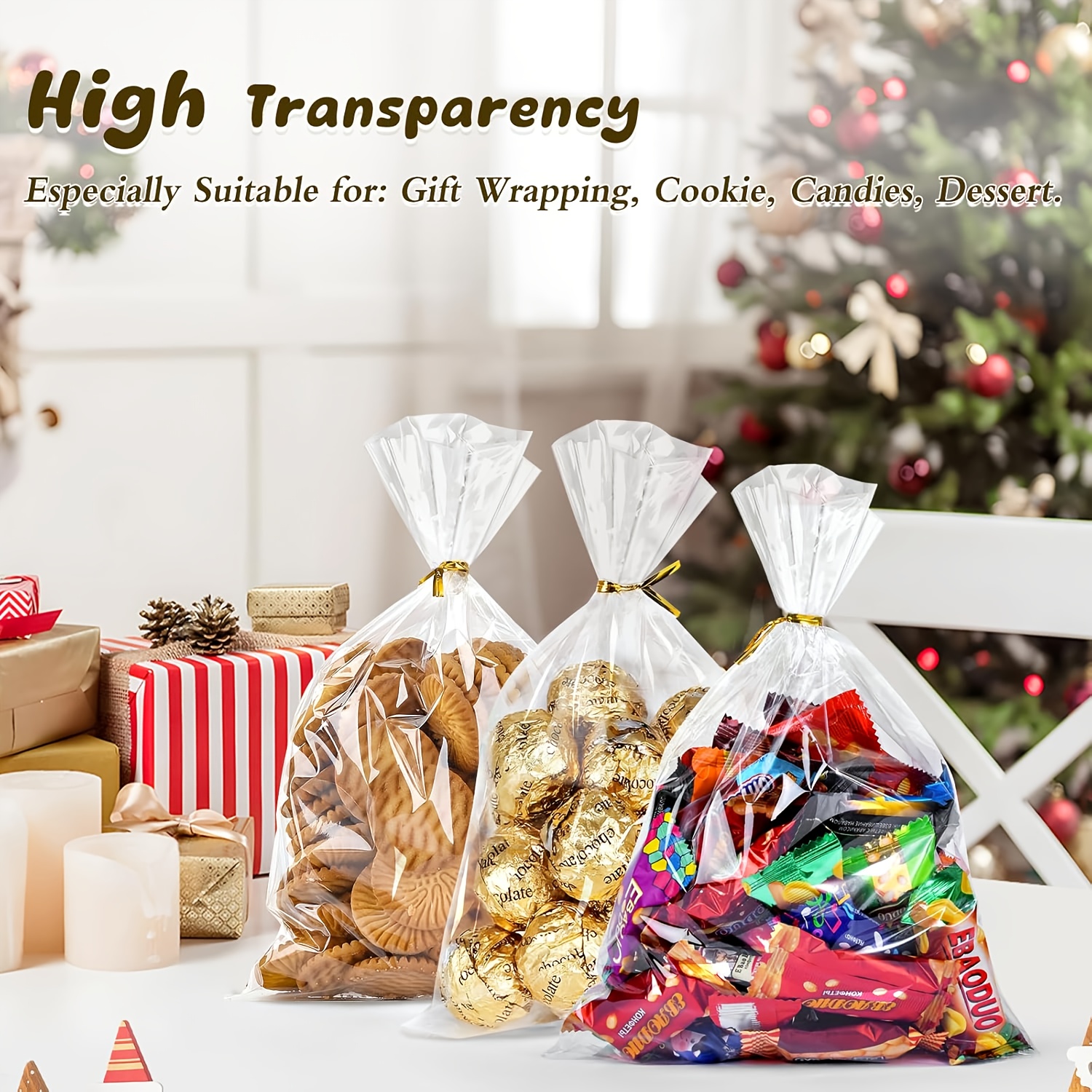 SULOLI 120pcs Sacs De Bonbons D'Halloween, Sachet Plastique Transparent