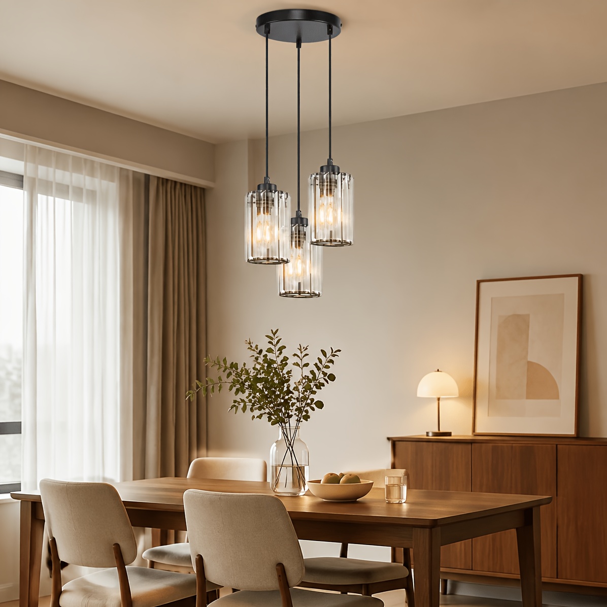 Image of Dining Table Chandelier, Crystal Chandelier With 3 Bulbs, Modern E27 Dining Table Pendant Light, Adjustable Height, Suitable For Living Room, Dining Room, Kitchen (bulbs Not Included)