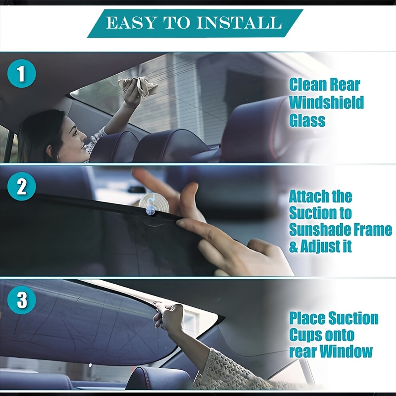 Foldable Car Rear Window Sunshade, Easy To Space. This Multifunctional Mesh Sunshade With Suction Cup Is Perfect For Family Travel And Long Distance Trips