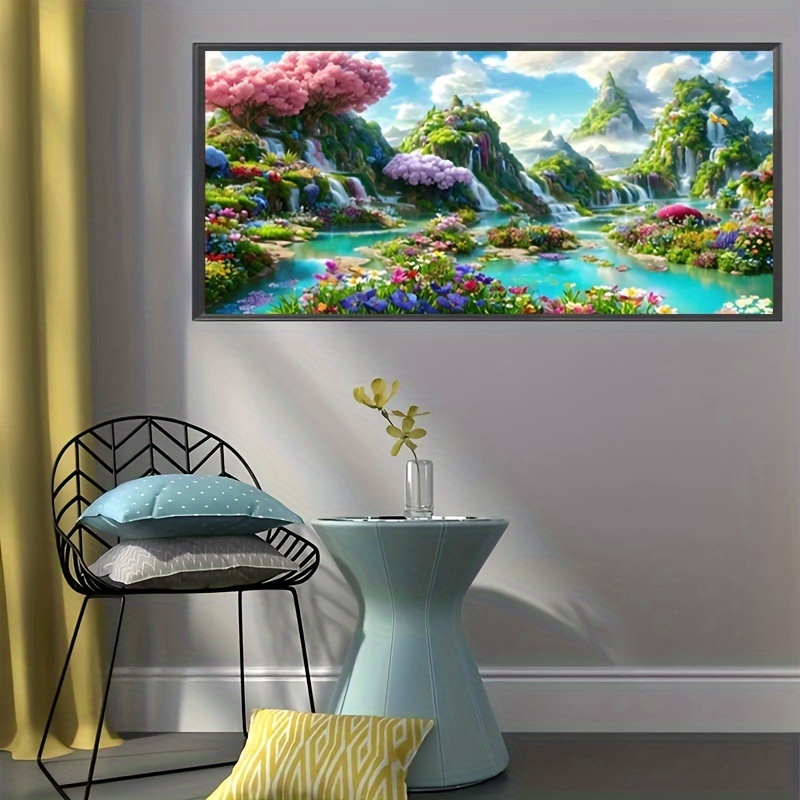 

Diy 5d Diamond Painting Kit, Full Coverage Round Rhinestone Landscape Art, Acrylic Craft For Wall Decor, Easy Numbered Patterns, 110x50cm - 1pc